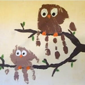 Owl and Fish Handprints Art Lesson Plan